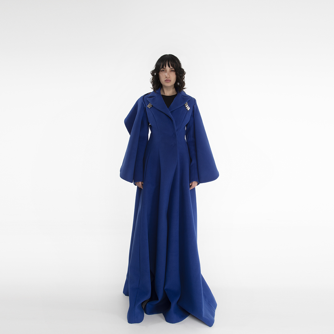 cappotto lungo lana donna colore blu