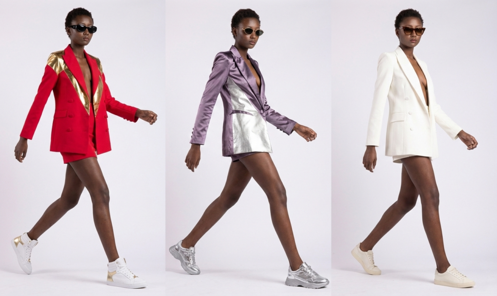 tailleur e sneakers abbinamento
